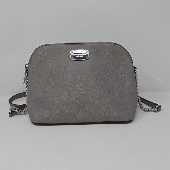 Michael Kor Dome Safiano Leather Grey Crossbody Bag - Picture 1 of 7
